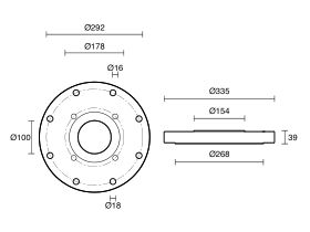 Dimax Mild Steel Offtake Flange PN16 B7 (B5) Fusion Coated DN 200mm x DN 100mm Central Offtake Complete with 4 x High Tensile Grade 8.8 M16 Studs, Nuts And Washers
