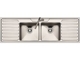 AFA Cubeline Double Bowl Double Drainer Inset Sink 1 Taphole 1600mm Stainless Steel