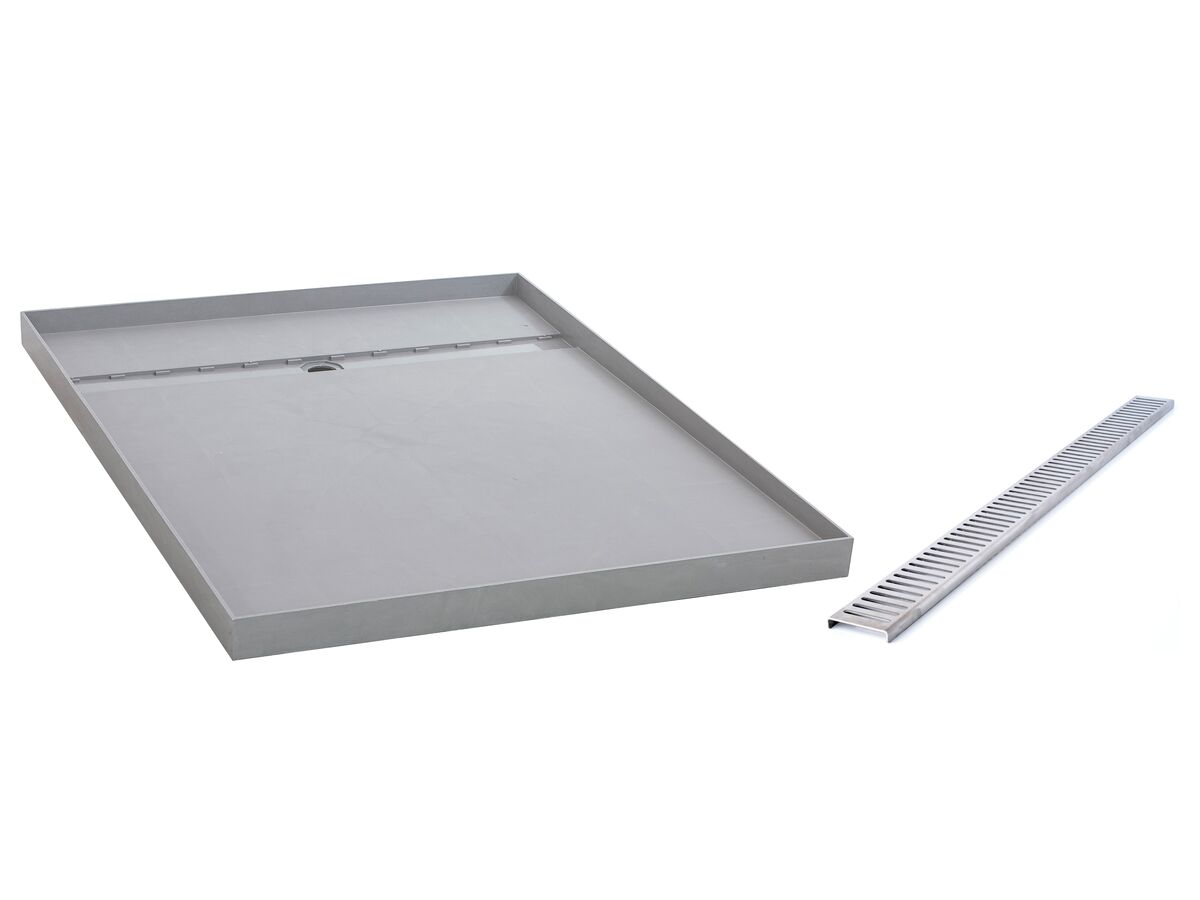 Posh Solus Tile Over Shower Tray with Rear Stainless Steel Standard Channel 900mm x 1200mm