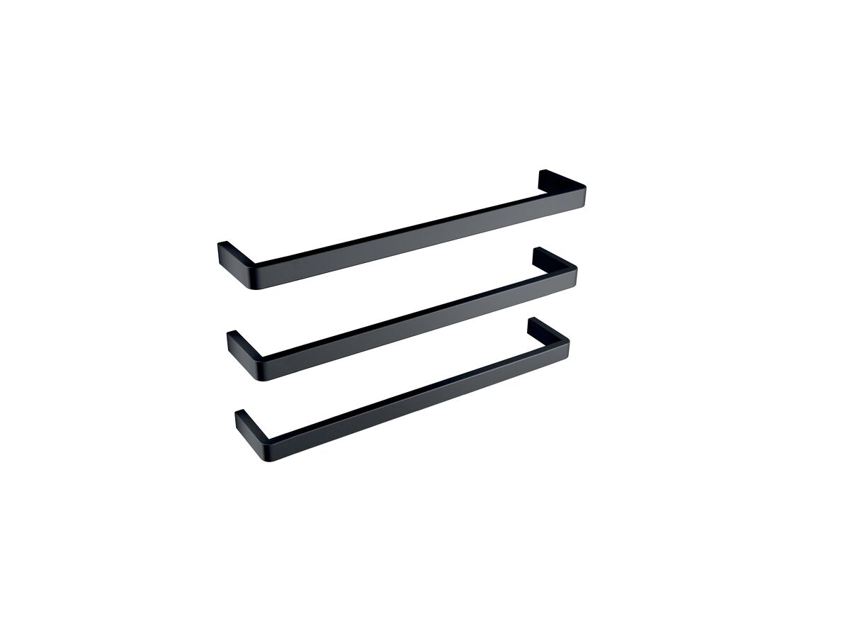 MIZU STREAM HEATED TOWEL RAIL 650MM (TRIPLE PACK) MATTE BLACK