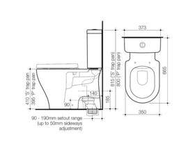 Caroma Luna Cleanflush Close Coupled S Trap Bottom Inlet Toilet Suite White (4 Star)