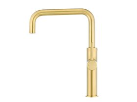 Mizu Drift Gooseneck Sink Mixer Tap Square Brushed Brass (5 Star)