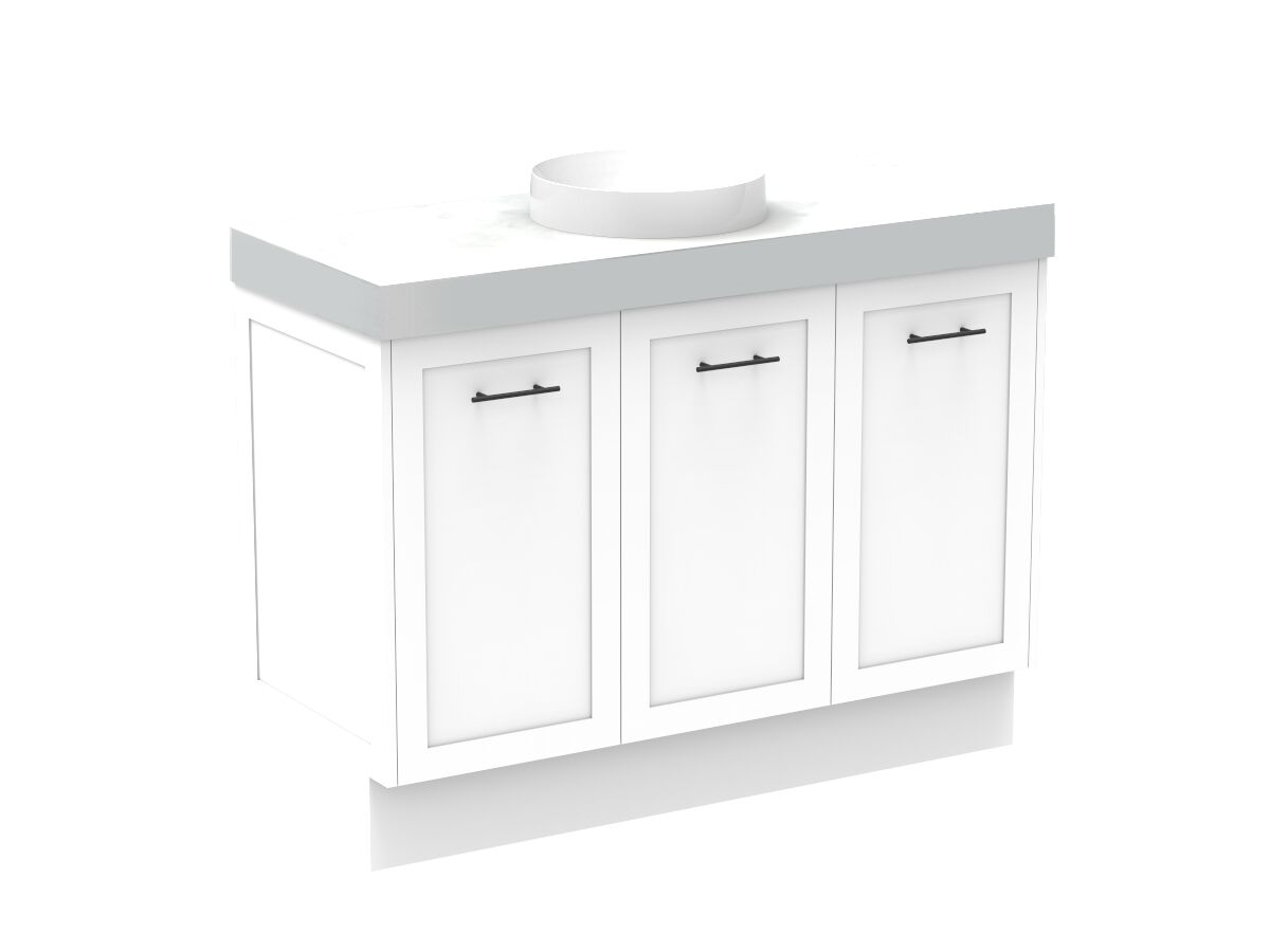 Kado Lux Door Vanity Unit 1200 Floor Mount Centre Bowl Statement Top 3 Doors (No Basin)