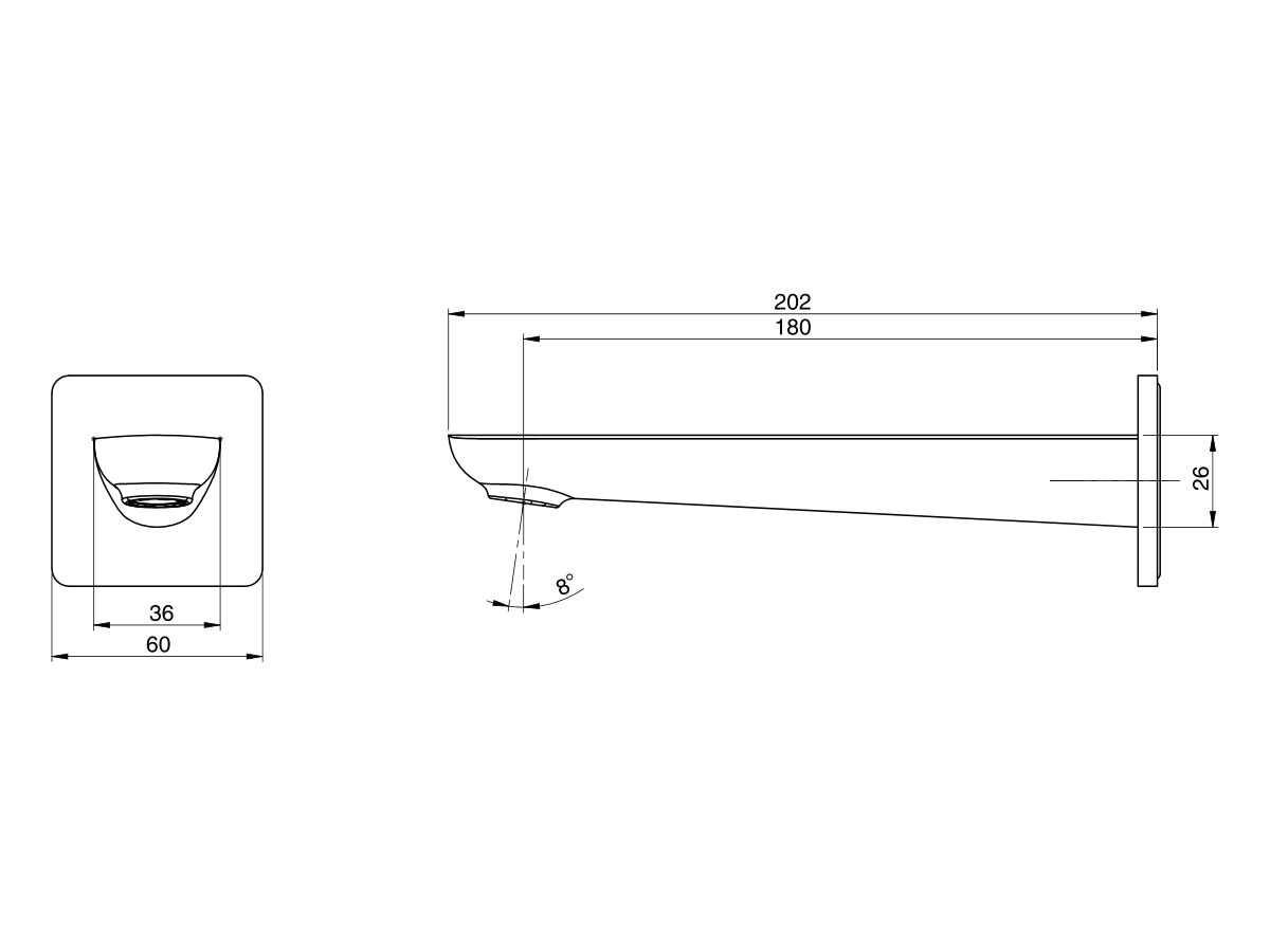 Milli Glance Wall Bath Outlet 180mm Chrome from Reece