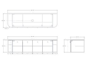 Technical Drawing - Kado Era 12mm Durasein Top Double Curve All Door 1800mm Wall Hung Vanity with Center Basin