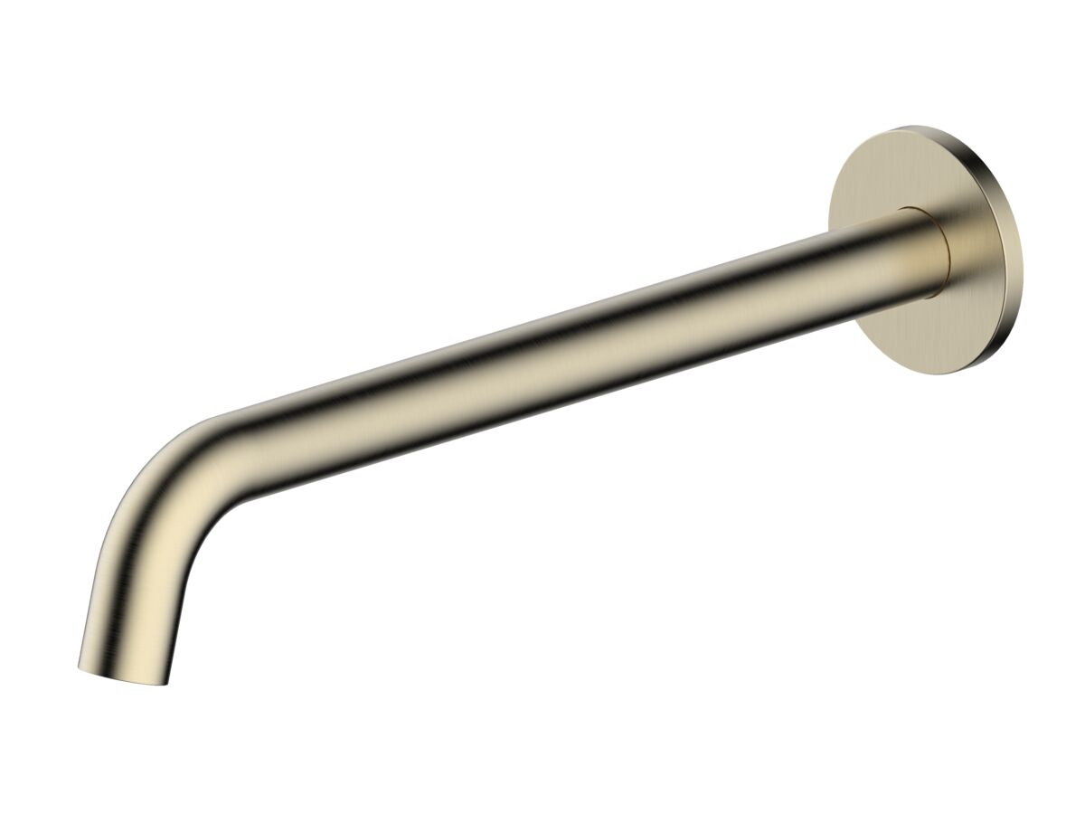 Mizu Drift Wall Basin/Bath Outlet Curve Spout 300 Brushed Brass (6 Star)
