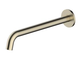 Mizu Drift Wall Basin/Bath Outlet Curve Spout 300 Brushed Brass (6 Star)