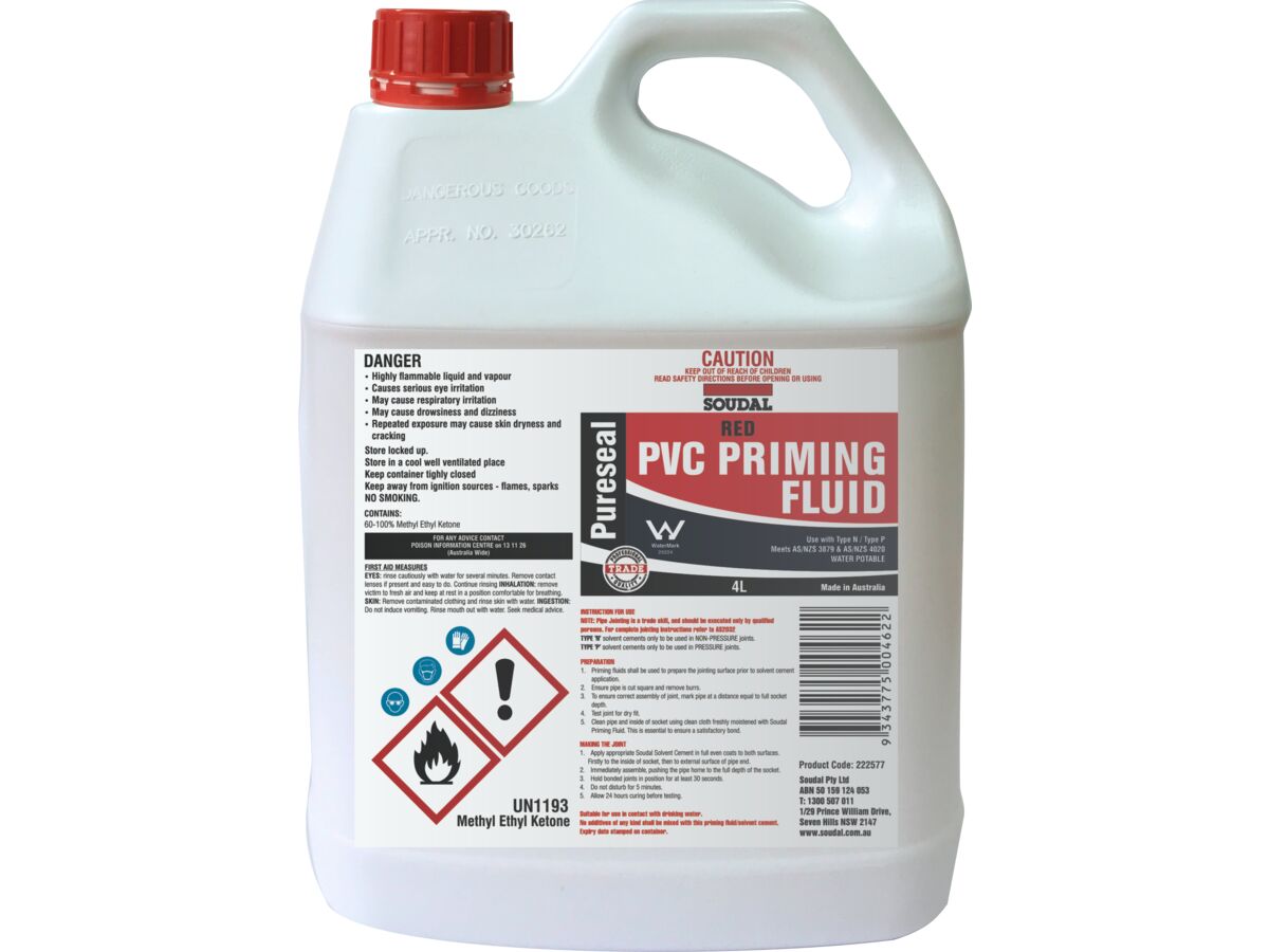 Soudal Pureseal Priming Fluid Red 4ltr