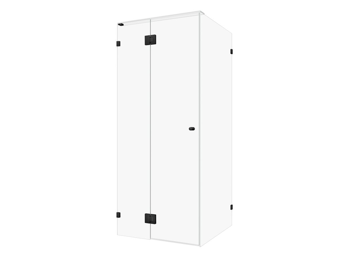 Hero - Kado Lux Frameless Enclosure with Wall Clips 900 x 900mm Matte Black