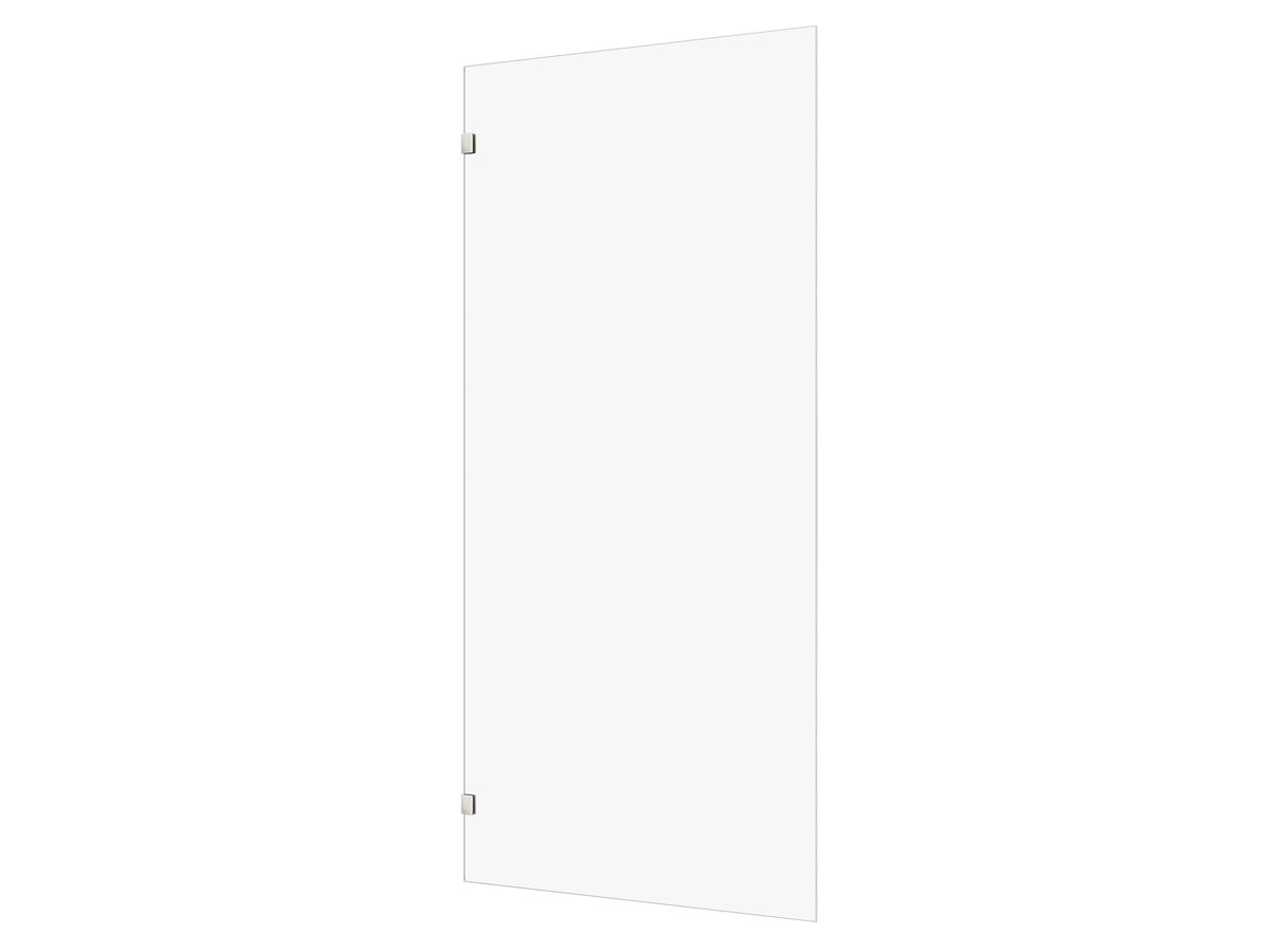 Hero - Kado Lux Frameless Rectangular Panel with Wall Clips Clear Glass 1000mm Brushed Nickel