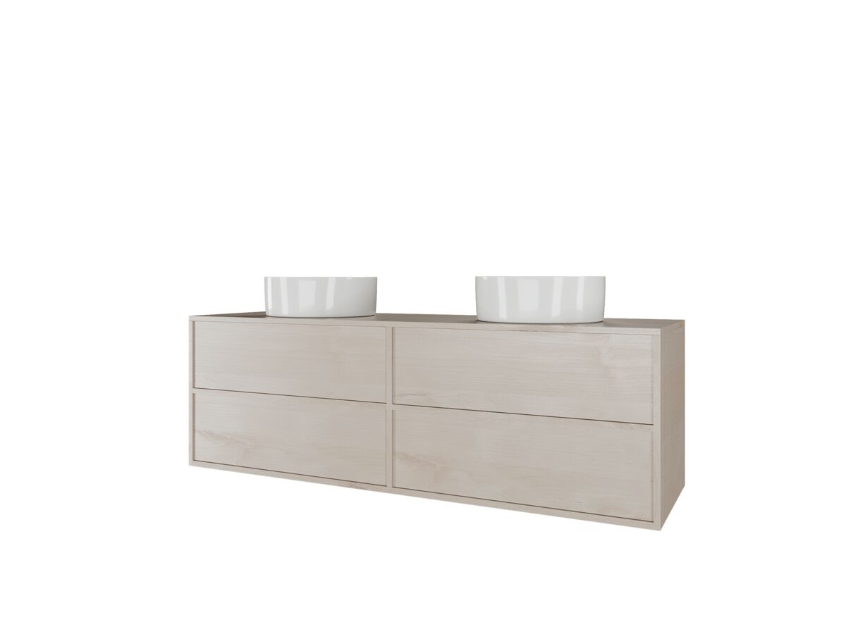 Kado Aspect 1500mm Wall Hung Vanity Unit Double Bowl Timber Top from Reece