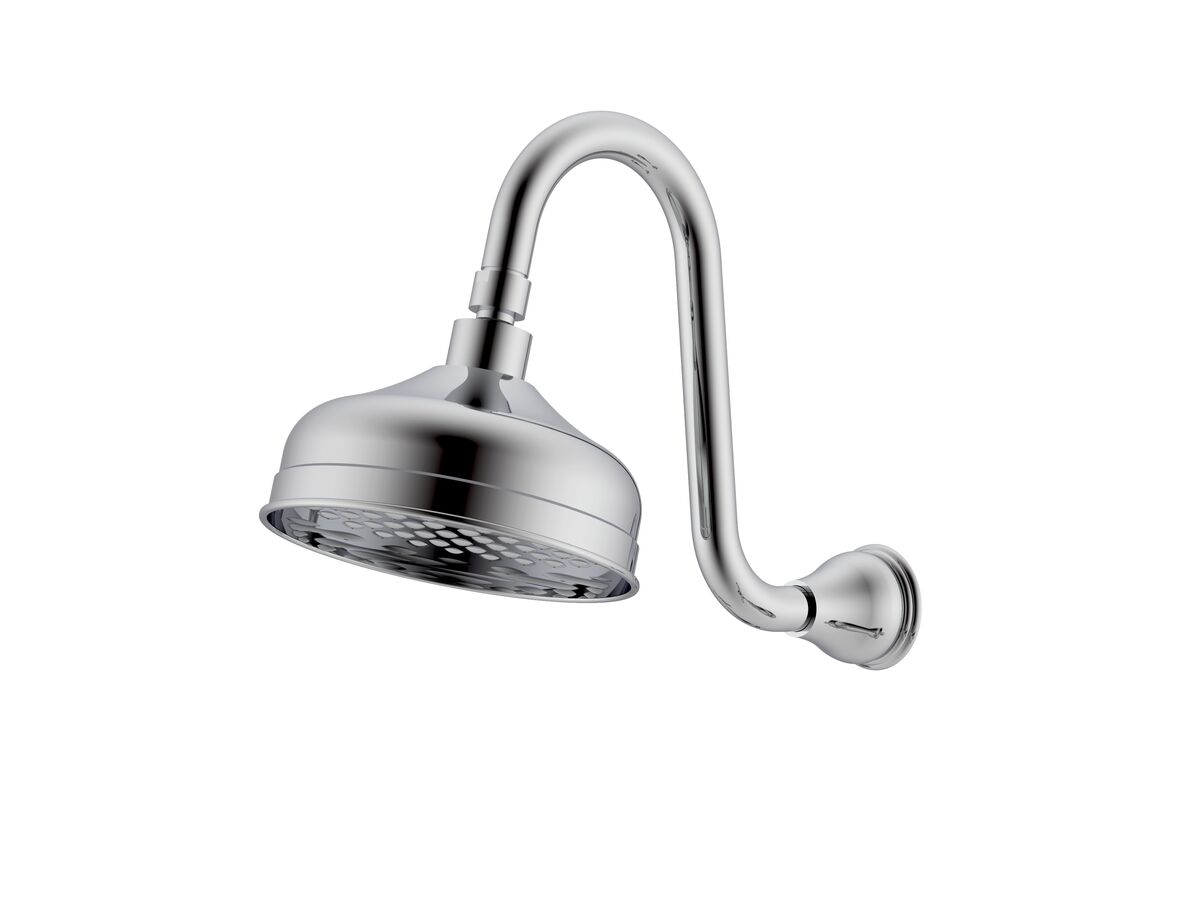 Milli Monument Edit Gooseneck Shower Arm & Rose Chrome (3 Star) from Reece