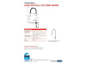 Technical Guide - Teknobili Likid 300 Sink Mixer with Pullout Spray Chrome (4 Star)