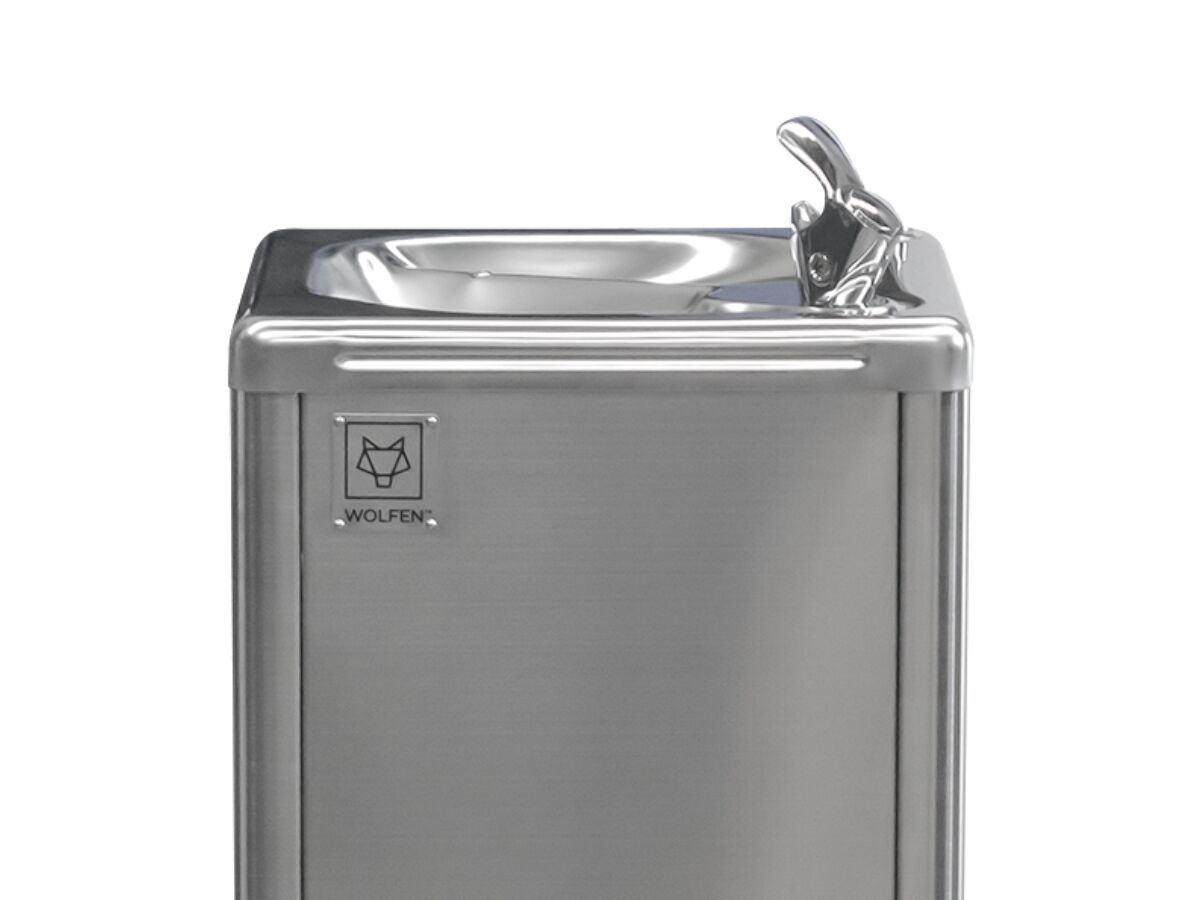 Wolfen Foot Sensor Activated Drinking Fountain 10 Litres per hour Non filtered Stainless Steel