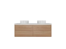 Kado Aspect Wall Hung Vanity Unit 1500mm Double Bowl 4 Drawer Corian 50mm Top