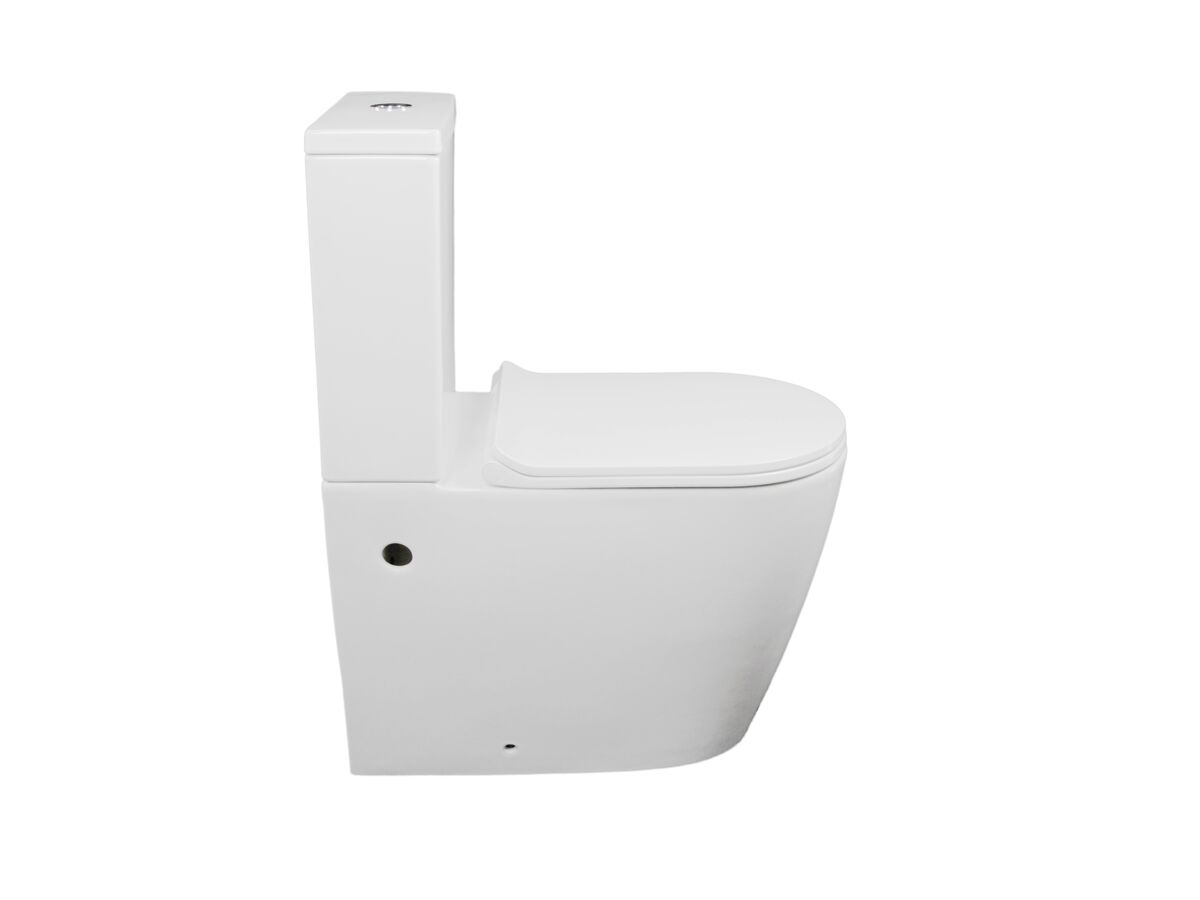 Kado Lux Close Coupled Back to Wall Overheight Bottom Inlet Toilet Suite with Thin Soft Close Quick Release Seat White (4 Star)