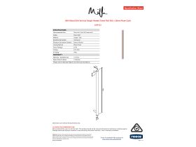 Specification Sheet - Milli Mood Edit Vertical Single Heated Towel Rail 900 x 38mm Rose Gold