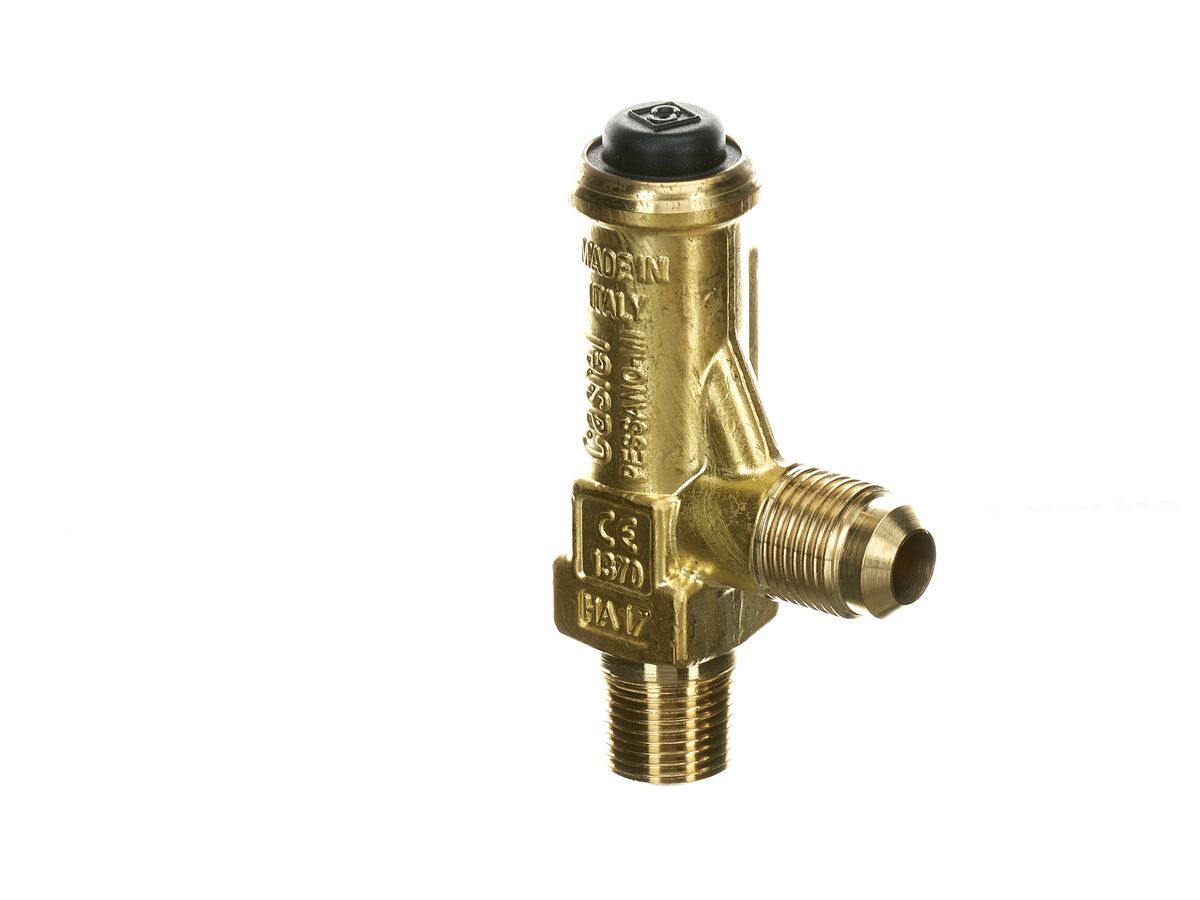 Castel Refrigeration Pressure Relief Valve 3/8" NPT x 3/8" Flare 45 bar