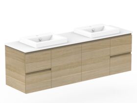 Posh Domaine Plus Conventional 1800 Double Bowl Wall Hung Vanity Unit Caesarstone Top