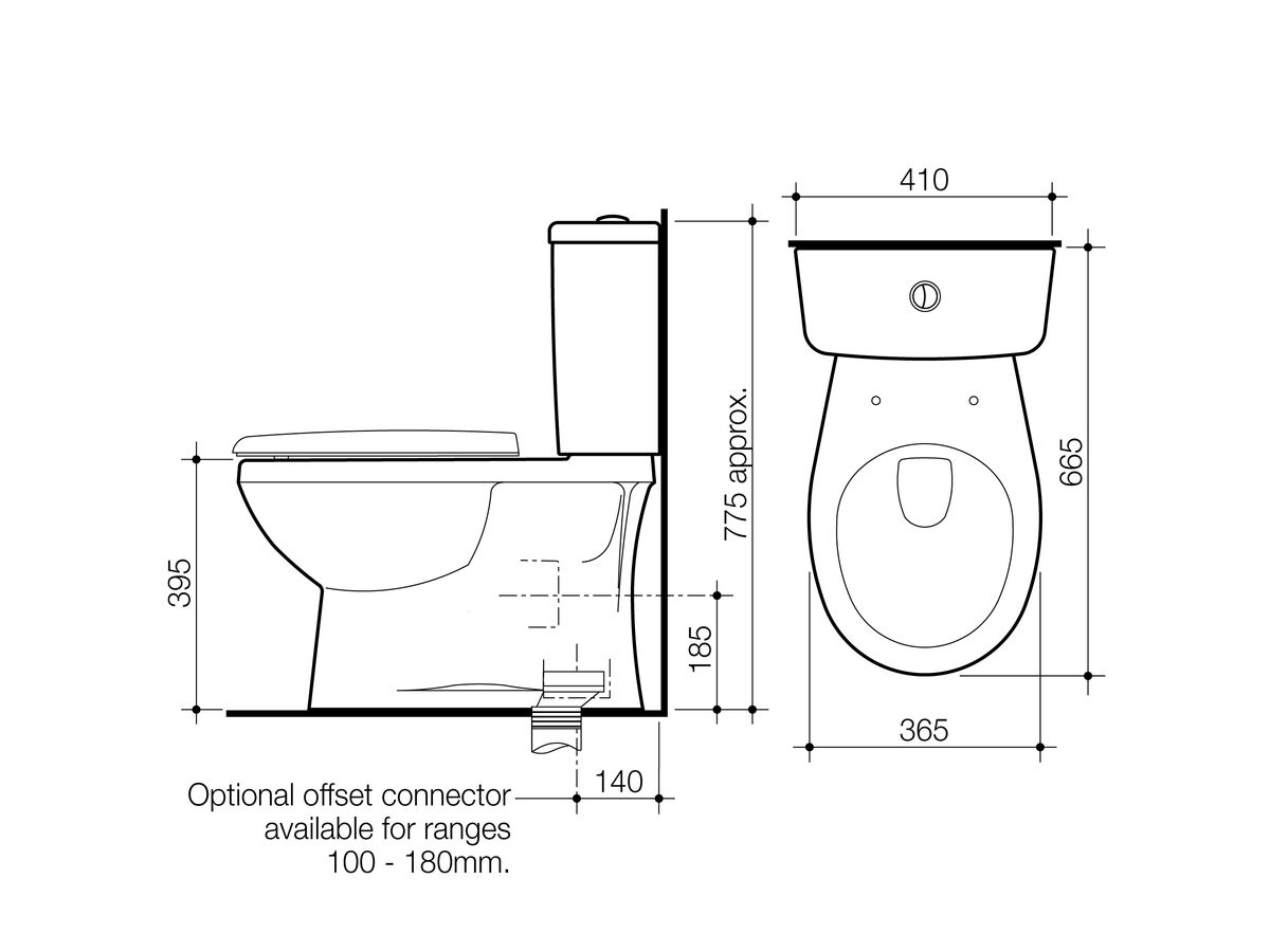 Stylus Venecia Close Coupled Right Hand Cistern Caroma White (4 Star)
