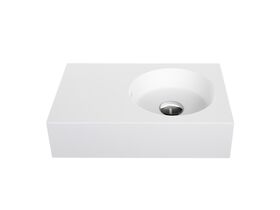Omvivo Neo Mini Solid Surface Wall Basin Right Hand Bowl No Taphole 470mm White