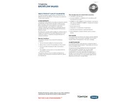 Warranty - Tomson Backflow Valves