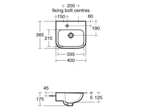 Portman 21 Wash Basin with Fixing Bolts 400mm 1 Taphole Left White