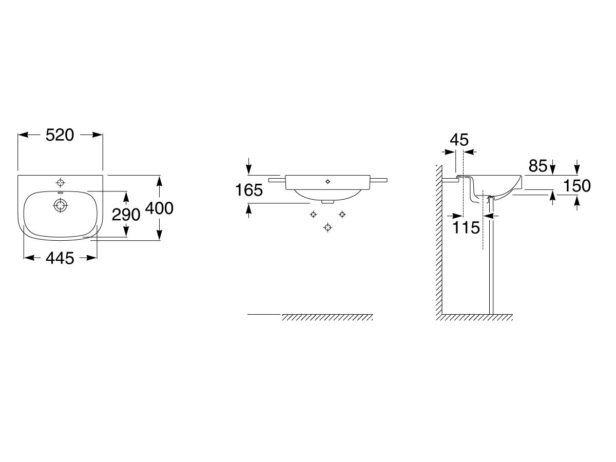 Roca Debba Semi Recessed Basin 520mm x 400mm 1 Taphole White from Reece
