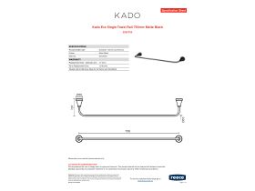Specification Sheet - Kado Era Single Towel Rail 750mm Matte Black