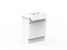 Posh Domaine Plus Semi-Recessed 600 Floor Mount Vanity Unit Caesarstone Top