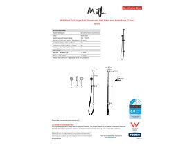 Specification Sheet - Milli Mood Edit Single Rail Shower with Wall Water Inlet Matte Black (3 Star)