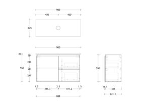 Posh Domaine 900mm Ensuite Wall Hung Vanity Unit Friday Top (no basin)