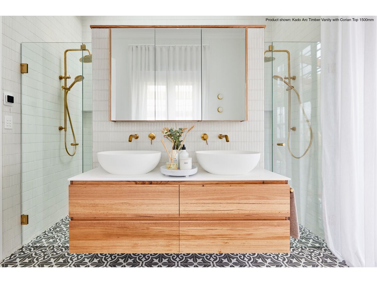 Kado Arc Timber All Drawer 900mm Vanity Unit Corian Top Australian