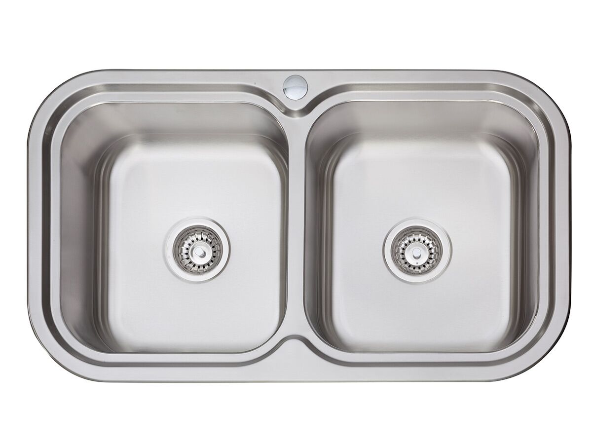 AFA Flow Double Bowl Undermount / Inset Sink 1 Taphole 838 x 490mm Stainless Steel