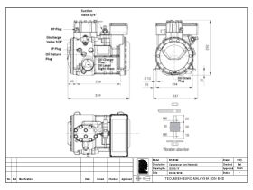 Technical Drawing - Tecumseh Semi Hermetic Compressor SH4536Z
