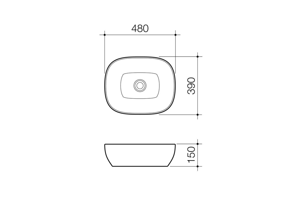 Caroma Tribute Artisan Curved Rectangle 500 Above Counter Basin No ...