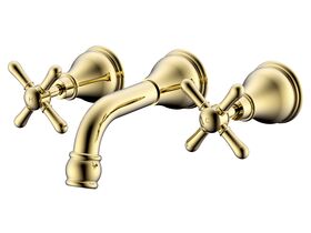 Milli Voir Wall Basin Set Cross Handle 150mm Brass Gold (5 Star)
