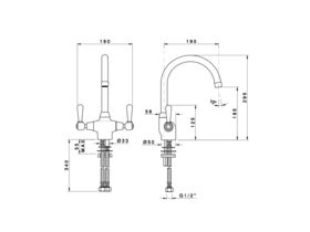 Classic Provincial Sink Twinner Lever Chrome (4 Star)