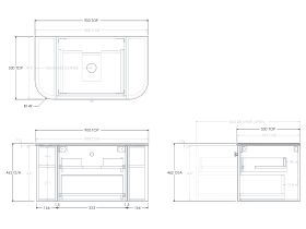 Kado Era 12mm Durasein Top Double Curve All Drawer 900mm Wall Hung Vanity with Center Basin