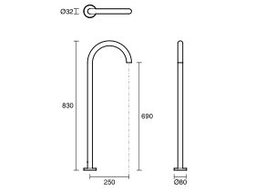 Scala 32mm Floor Mounted Outlet 830mm