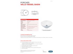 Technical Guide - Porcher Vallo Vessel 458mm White