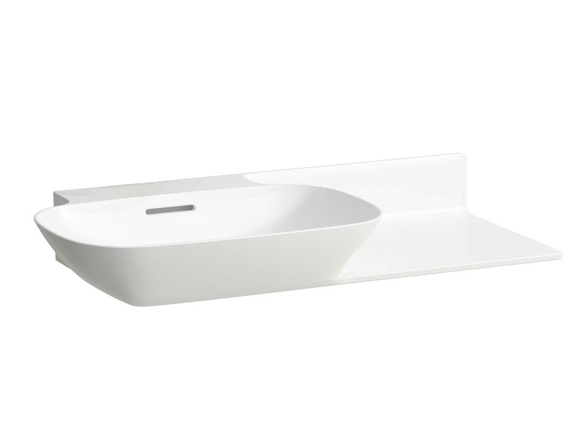 LAUFEN Ino Wall Basin with Shelf Left Hand Bowl with Overflow No Taphole 900mm White