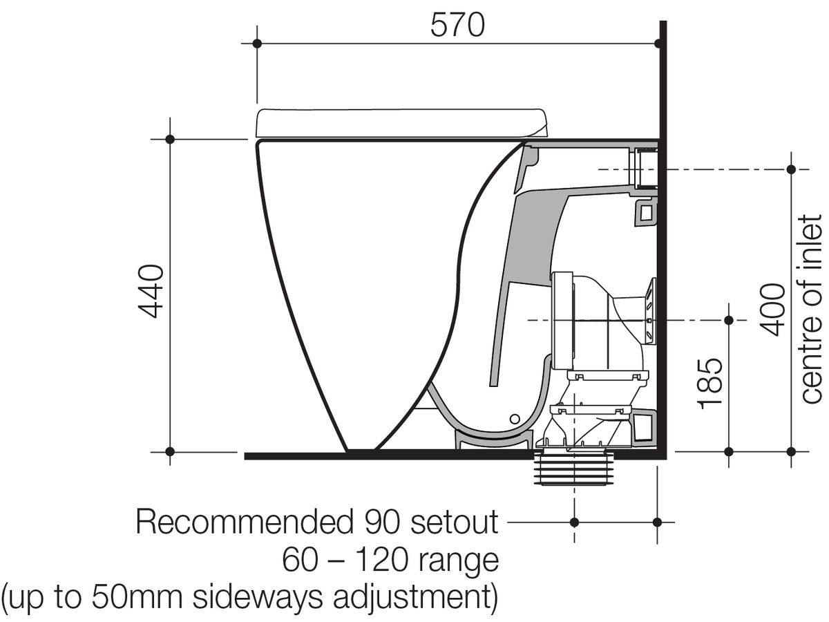 Caroma Forma Cleanflush Back To Wall Pan White (4 Star)