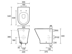 Roca The Gap Round Back to Wall Rimless Overheight Pan (4 Star)