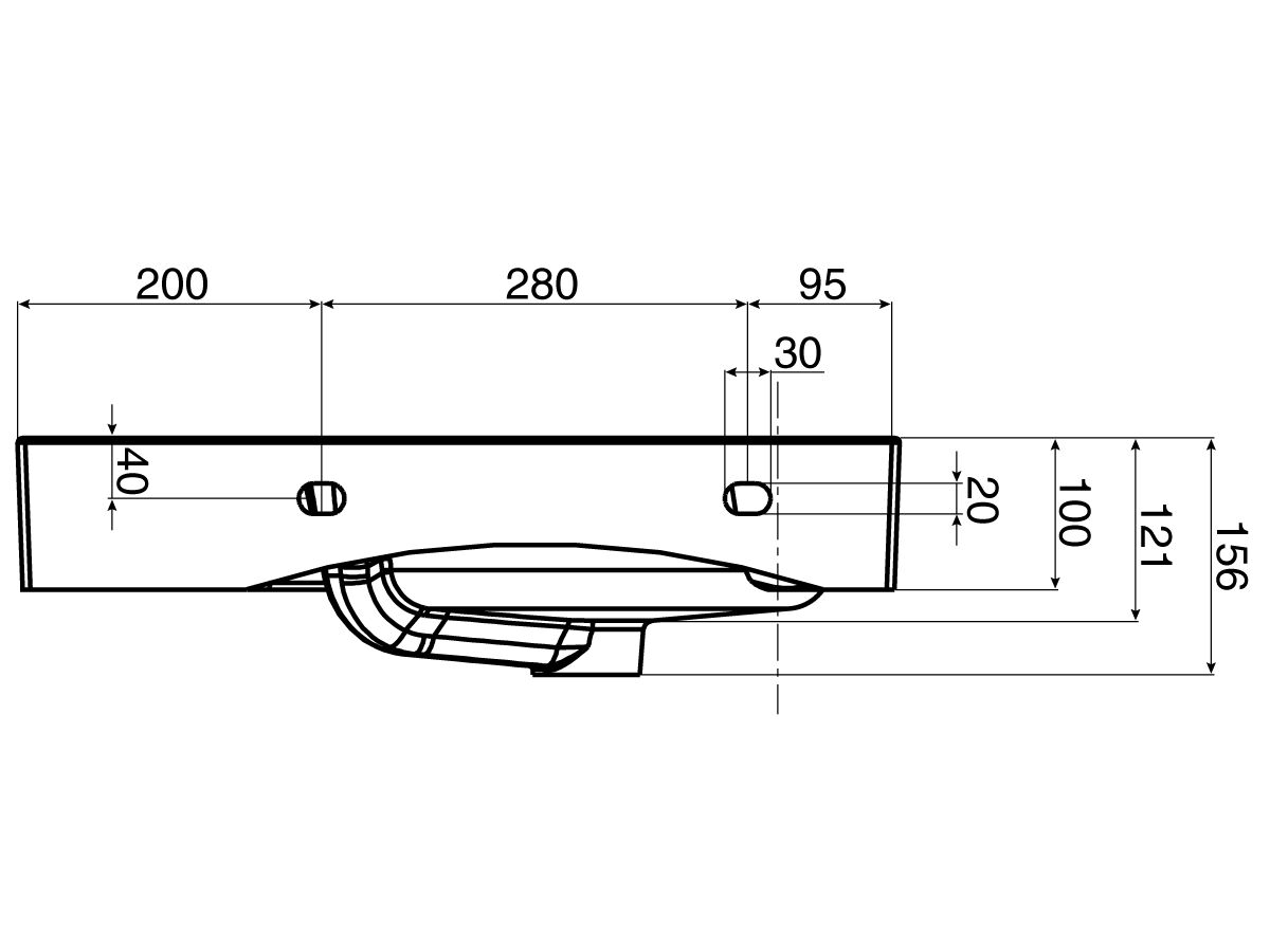 Kado Lux Wall Basin with Shelf 580 x 440mm 1 Taphole White