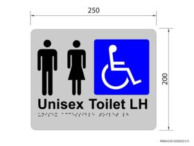 Unisex Accessible Tactile Sign Left Hand Stainless Steel