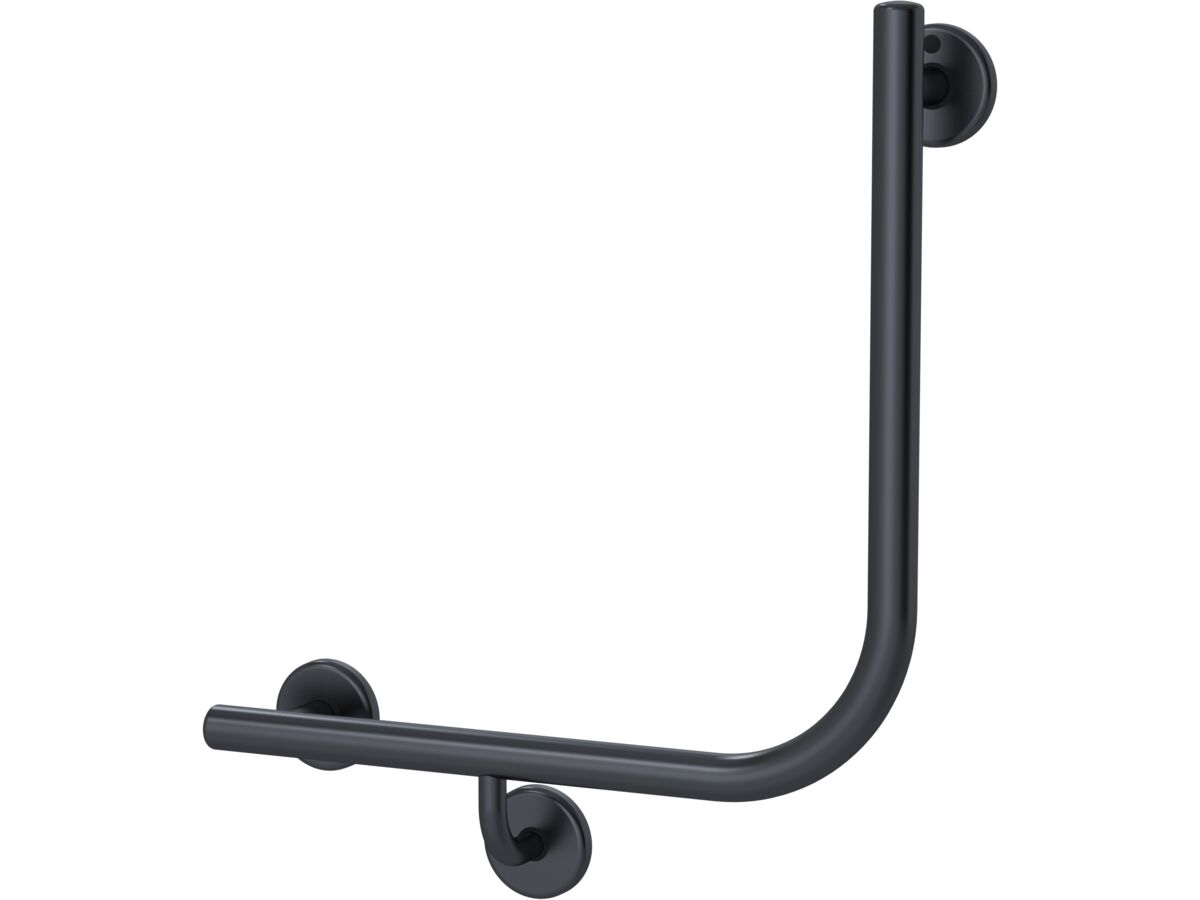 Mizu Drift 450 x 450 x 90 Degree Ambulant Toilet Grab Rail - Left Hand Brushed Gunmetal