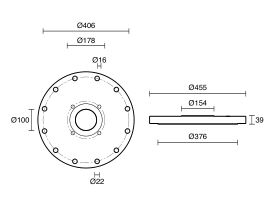 Dimax Mild Steel Offtake Flange PN16 B7 (B5) Fusion Coated DN 300mm x DN 100mm Central Offtake Complete with 4 x High Tensile Grade 8.8 M16 Studs, Nuts And Washers