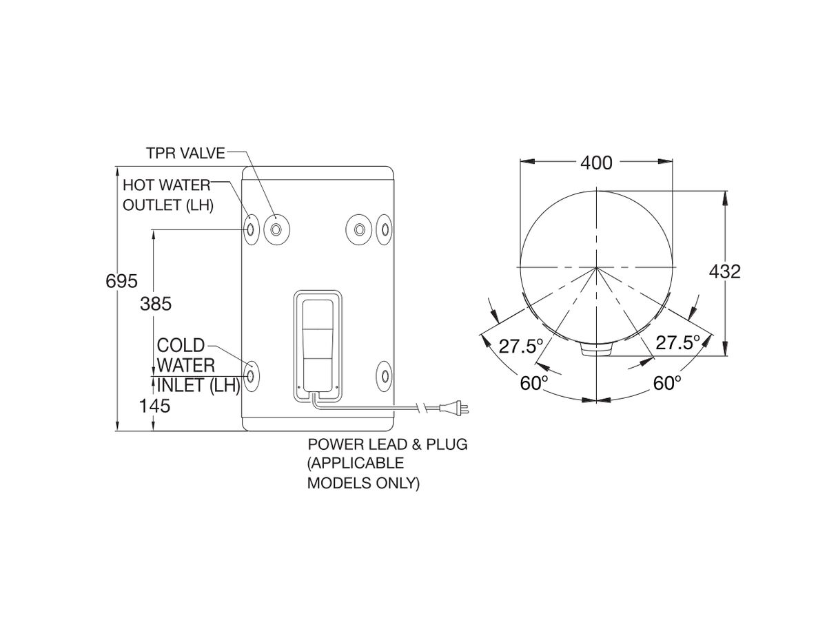 Everhot 50L 3.6kW Single Element Stainless Steel Electric Hot Water
