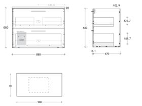 Essence MKII Vanity Unity Wall Hung 2 Draw No Basin 900